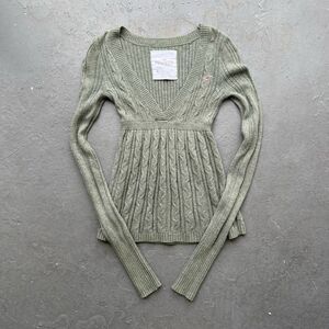 VTG Hollister Cable Knit Babydoll Sweater Longsleeve Top